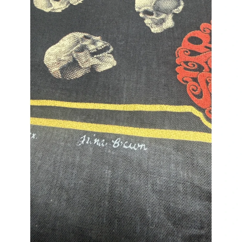 Vintage Easyriders Bandana 3D Emblem Skull Print Black Biker Kerchief Jim Brum